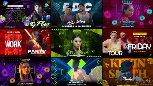 Dynamic Neon Glow Party Event Promo with Freeze Frames