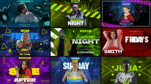 Dynamic Neon Nightlife Event Opener with Freeze Frame Effect