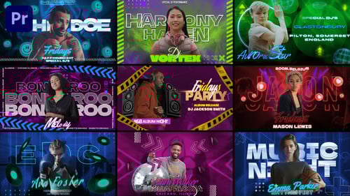 Energetic Neon Music Event Promo with Freeze Frame Effect