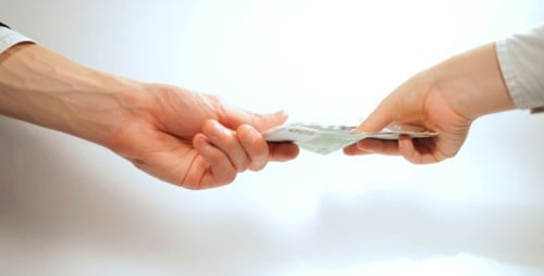 Giving Euro Cash with Handshake - 1