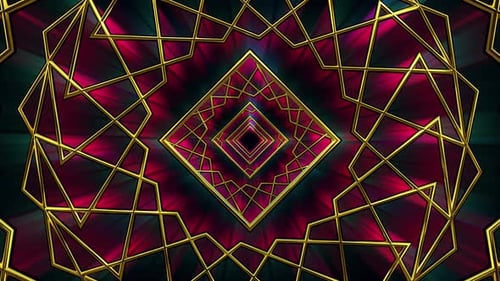 Golden Geometric Abstract Tunnel Kaleidoscope Loop Background
