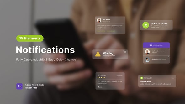 Notifications, Elements ft. whatsapp message & phone notifications - Envato