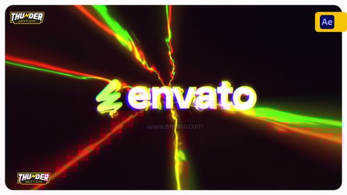 Digital Glitch Logo Reveal with Electric Bursts