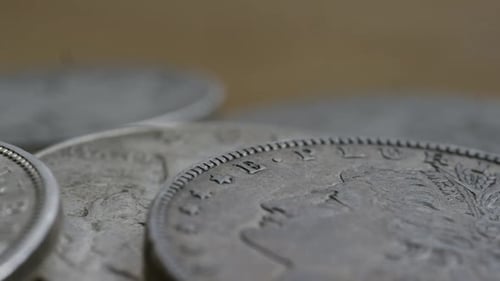Close-Up of Antique Coins on a Surface