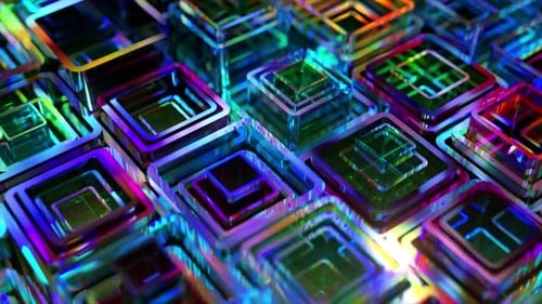Colored Neon Square Tubes Go Up and Down