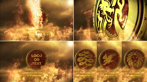 Fiery Golden Emblem Logo Reveal with Epic Metal Effect