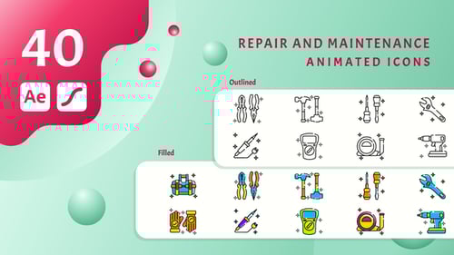 Repair maintenance icon set various colorful icons represent repair tools and services.