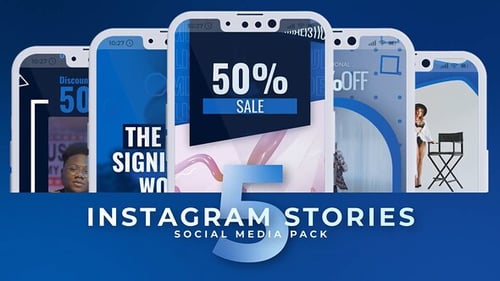 Vertical Instagram Reel Blue MOGRT Premiere Pro