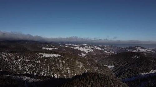 Winter Landscape of Snow Covered Mountain Forest