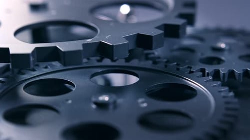 Interlocking Gears Rotating Mechanism Close Up