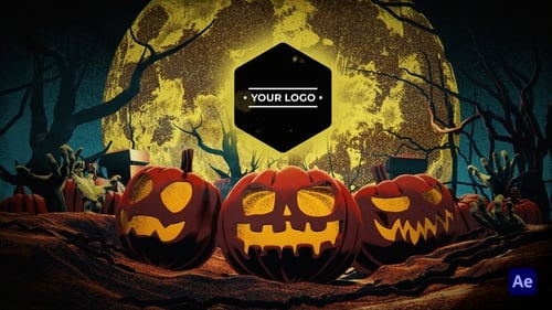 Spooky Halloween Logo Reveal with Pumpkins and Bats