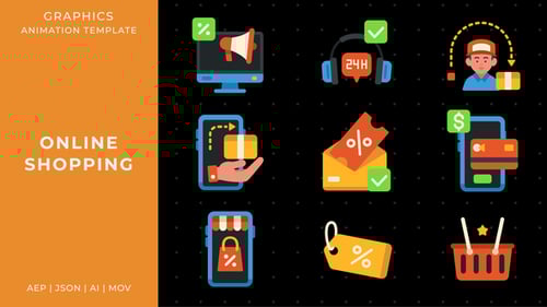 Online shopping graphic animation template | After Effects