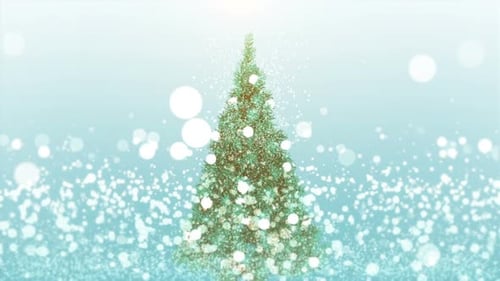 Sparkling Christmas Tree with Snowfall Background Loop