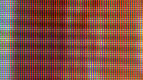 Close-up of the Monitor's Pixels. RGB Pixels on the TV.