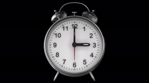 Rapidly Ticking Metallic Alarm Clock Fast Forward Animation