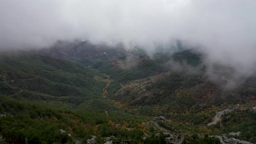 Cloud Mist High in the Mountains Aerial View 4 K
