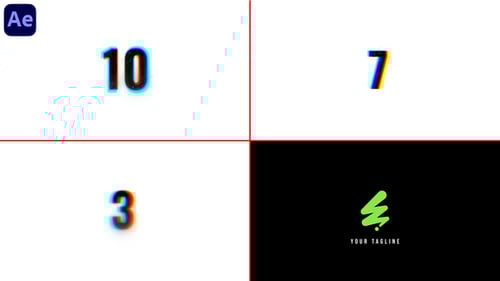 Dynamic Glitch Countdown Logo Reveal Opener