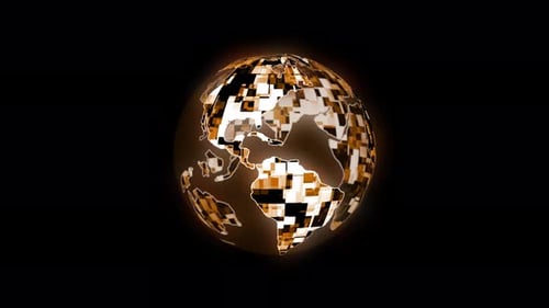 Rotating Digital Globe with Pixel Data Animation