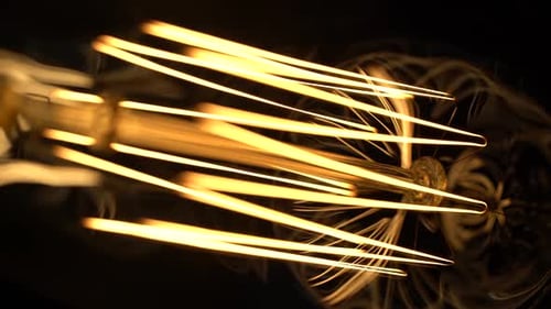 Abstract Close Up of Glowing Lightbulb Filament