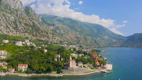 Panorama of Perast an Old Town on the Bay of Kotor in Montenegro