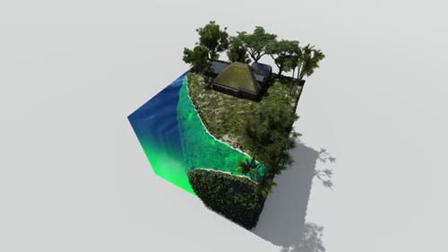 Isometric sea beach