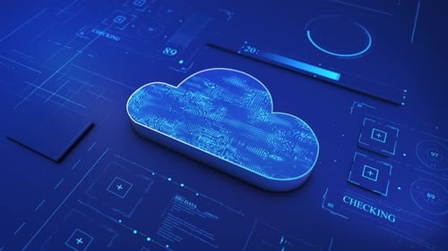 Cloud data transfer. Cloud computing technology and online data storage for business network concept