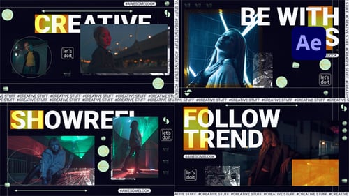 Creative Geometric Showreel Intro with Dynamic Neon Typography