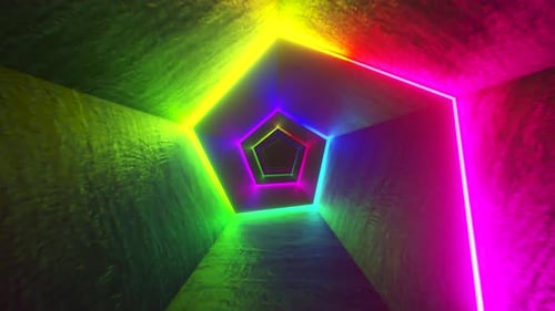 Endless Flight in the Corridor with a Laser Neon Curve
