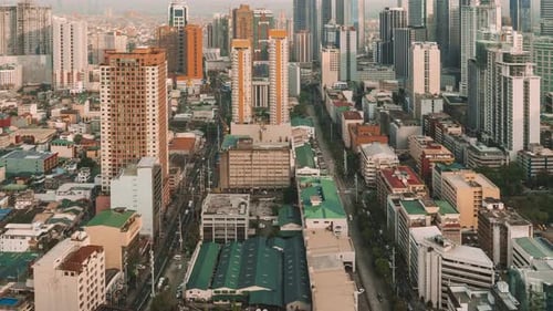 Morning Time in Manhattan District Skyscrapers in New York, USA
