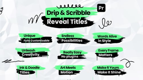 Drip and Scribble revelan los títulos de Premiere Pro: Paint Stroke y Doodle Text