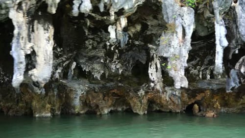 Stalactites at the Foot of Islands in the Ocean.