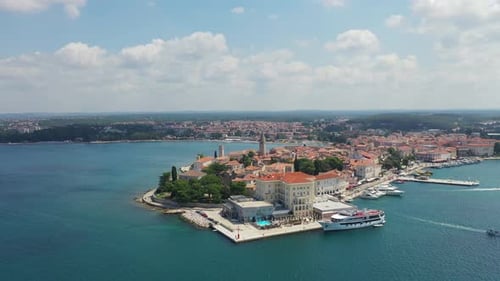 Coastal Cityscape with Boats on Water Aerial View