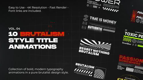 Brutalist Urban Title Animations Pack with Glitch Effects