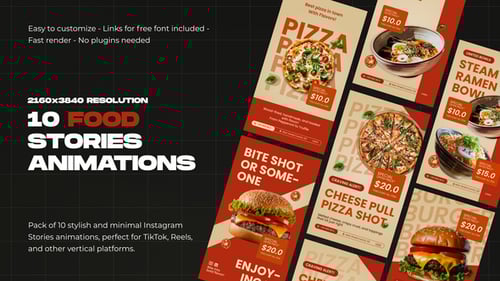 Clean Animated Food Stories for Vertical Social Media Marketing