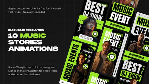 Dynamic Music Event Promo Stories with Bold Typography