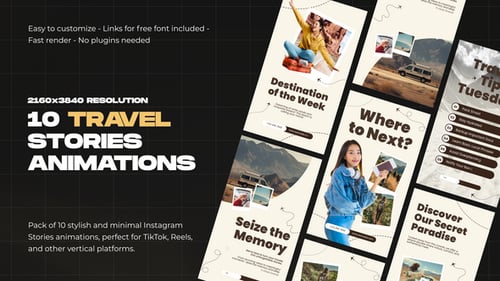 Minimal Animated Travel Stories for Social Media