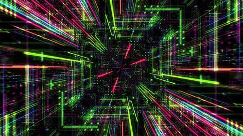 Abstract digital matrix particles grid virtual reality