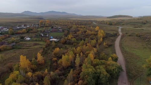 Aerial View Autumn Landscape