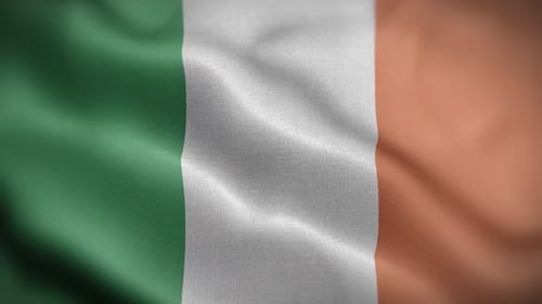 Realistic Fabric Waving Flag of Ireland