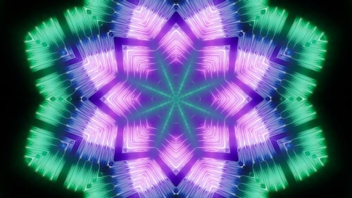 Abstract Fluorescent Color Kaleidoscope 4K Loop 01
