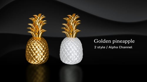 Rotating Gold and White 3D Pineapples Animation