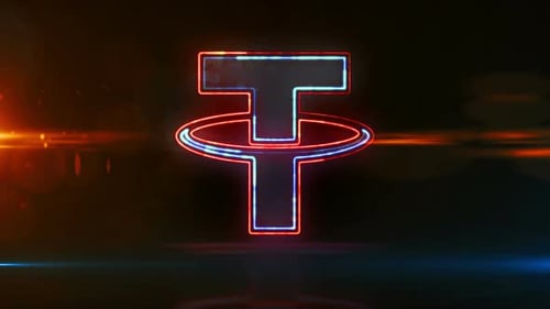 Neon Cryptocurrency Symbol Loop Animation with Glowing Effect