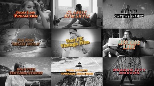 Retro Text & Vintage Overlay FX Pack – Grainy Titles & Film Textures