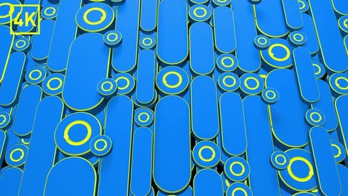 Animated Blue and Yellow Geometric Shapes Abstract Background