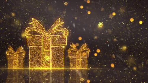 Sparkling Golden Christmas Gift Boxes Animation