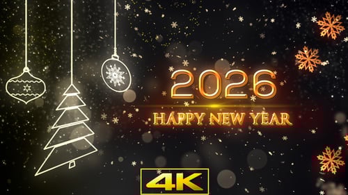 Golden Christmas and New Year Celebration with Sparkling Snowflakes