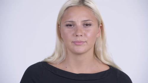 Blond Woman Talking Close Up Portrait