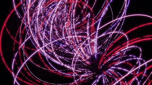 Vórtice giratorio de líneas coloridas sobre fondo negro