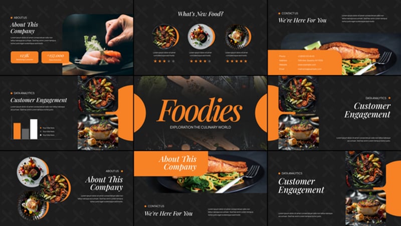 Dynamic Food Business Presentation Slides, Titles ft. food intro & cafe ...