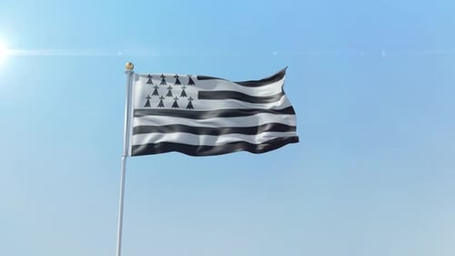 Realistic Waving Flag Animation against Blue Sky